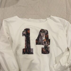 White Sweatshirt with Number 14 Graphic